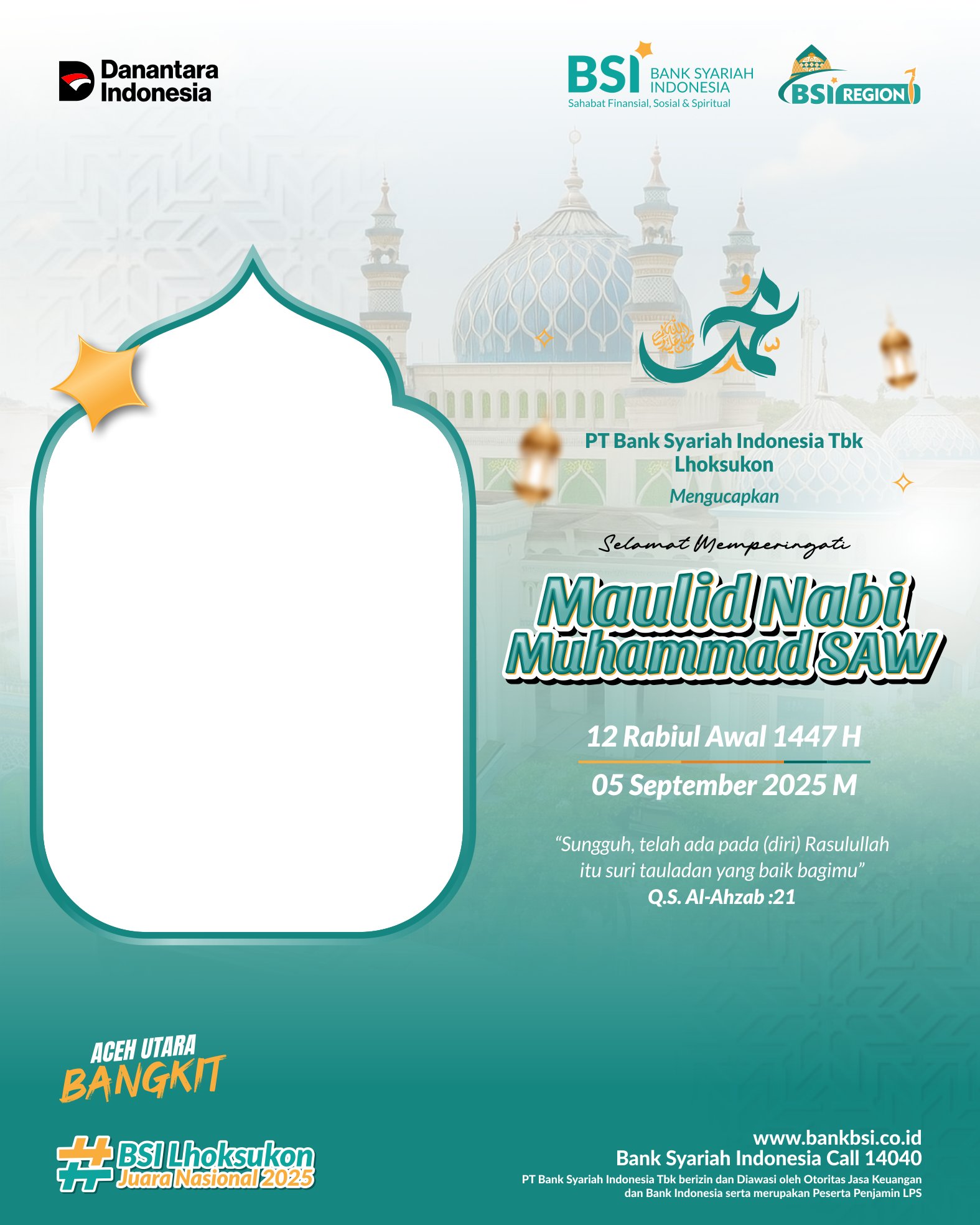 Ucapan Maulid Nabi BSI Lhoksukon